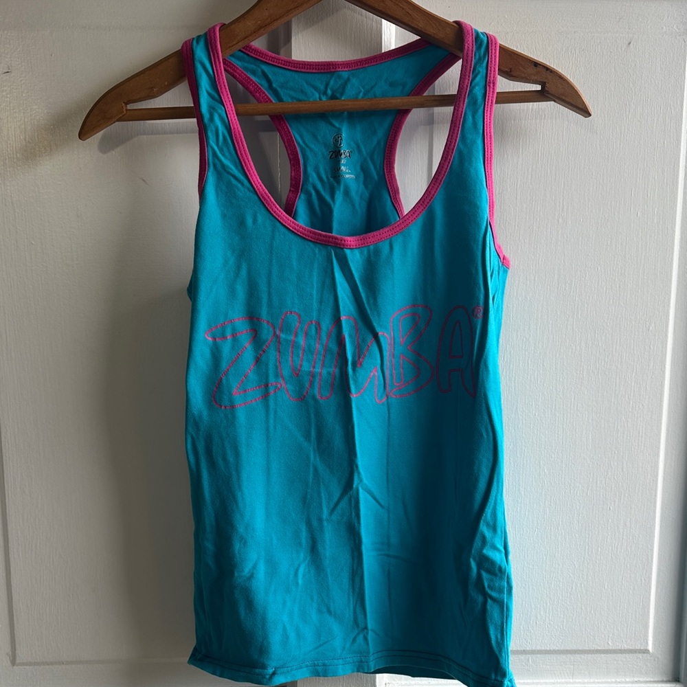 Zumba Fitness Teal and Pink Tank Top